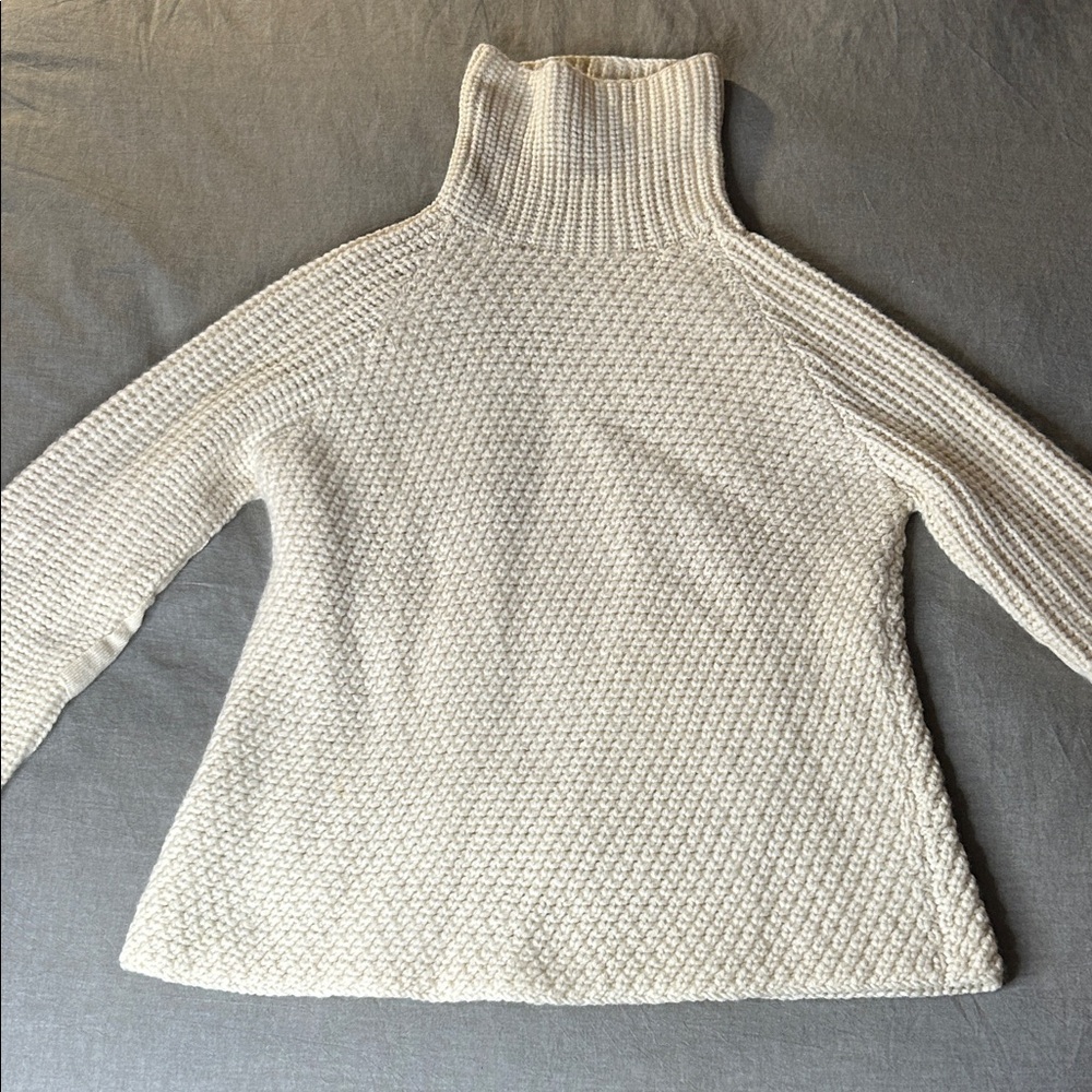 Equipment Cream Textured Turtleneck Sweater